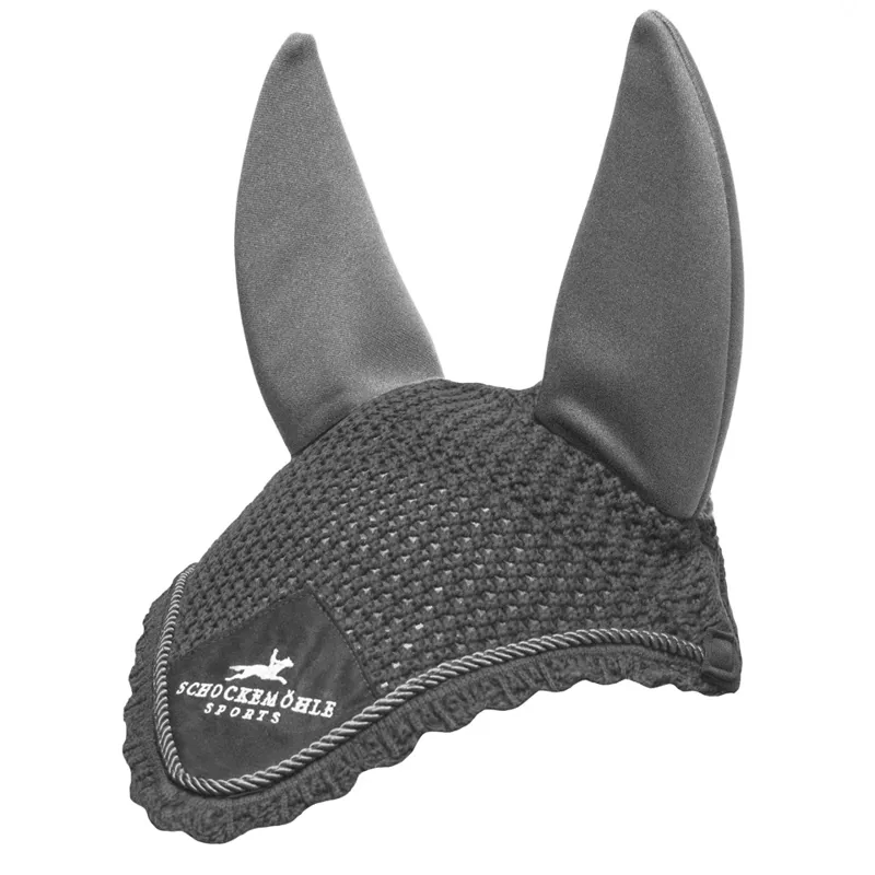 Schockemohle Air Silent With Logo Fly Veil Grey Melange 1 Schockemohle Air Silent With Logo Fly Veil Grey Melange