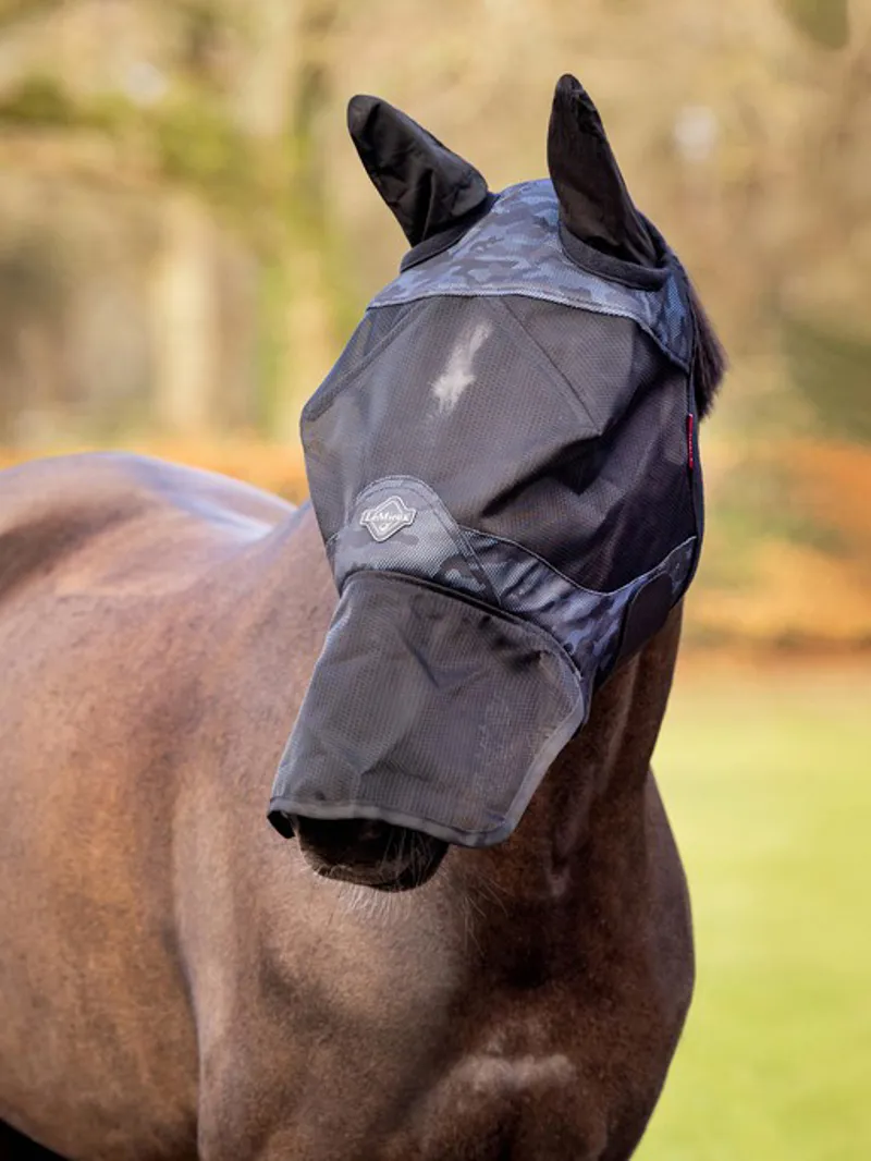 LeMieux Visor-Tek Full Fly Mask Camo Blue 2 LeMieux Visor-Tek Full Fly Mask Camo Blue - Image 2