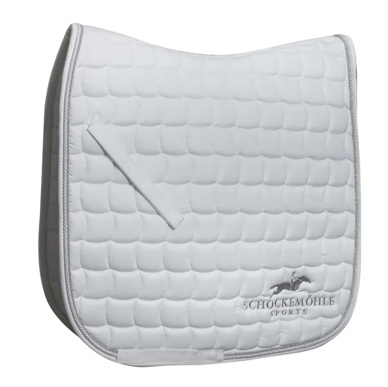 Schockemohle Dynamite Dressage With Logo Saddle Pad White-Silver 1 Schockemohle Dynamite Dressage With Logo Saddle Pad White-Silver