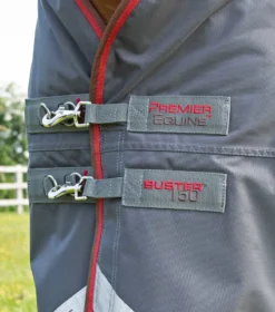Premier Equine Buster 150g Turnout With Classic Neck Cover Grey -PREMIER EQUINE AW21 Buster 150 Grey 4