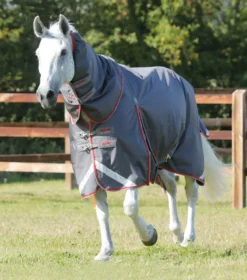 Premier Equine Buster 50g Turnout Rug With Snug-Fit Neck Cover Grey