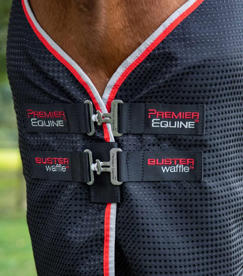 Premier Equine Buster Waffle Horse Cooler Rug Black 2 Premier Equine Buster Waffle Horse Cooler Rug Black - Image 2