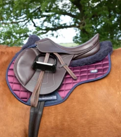Premier Equine Capella CC Merino Wool GP/Jump Square Wine/Navy Wool -PREMIER EQUINE Capella Wool GPJump Saddle Pad Burgundy 7