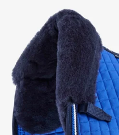 Premier Equine CC Merino Wool European Saddle Pad - Dressage Royal Blue/Navy Wool -PREMIER EQUINE Close Contact Merino Wool European Half Lined Dressage Square Royal Blue 3