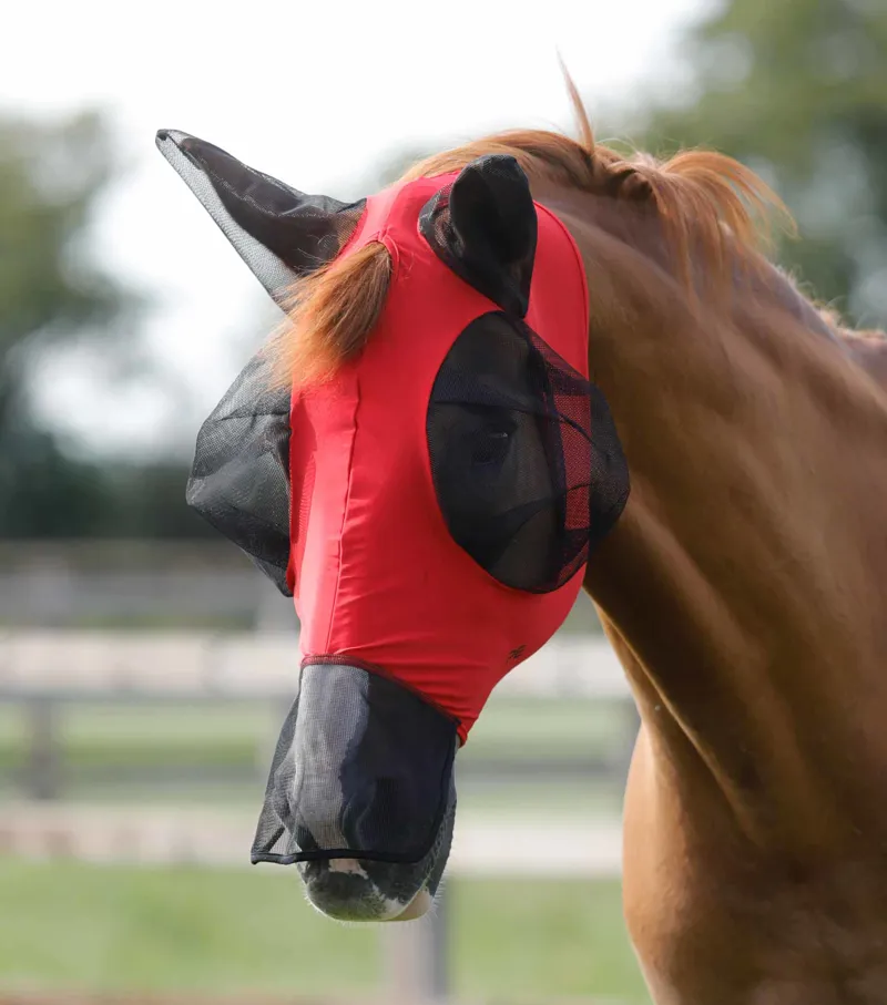 Premier Equine Comfort Tech Xtra Lycra Fly Mask Red 1 Premier Equine Comfort Tech Xtra Lycra Fly Mask Red