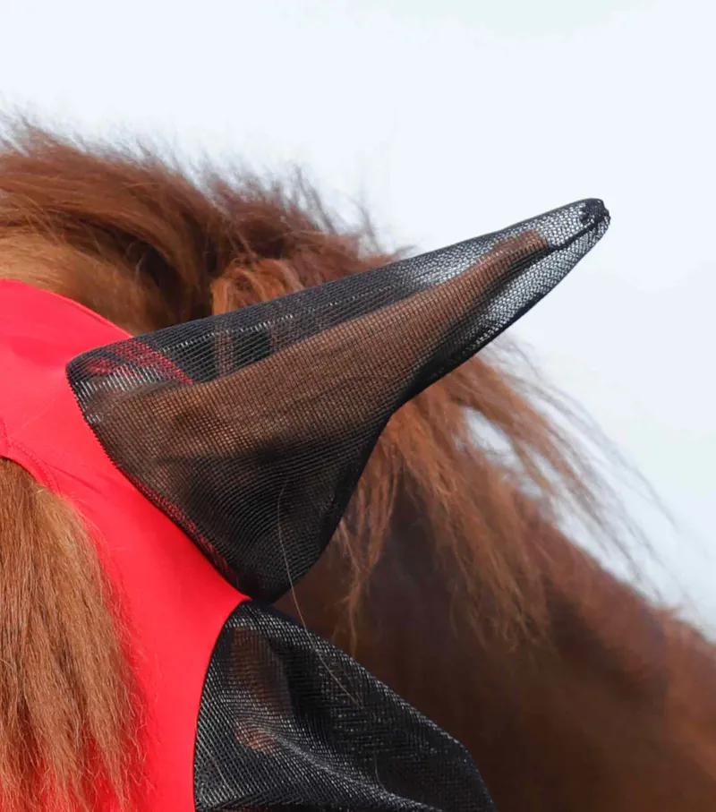 Premier Equine Comfort Tech Xtra Lycra Fly Mask Red 2 Premier Equine Comfort Tech Xtra Lycra Fly Mask Red - Image 2