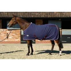 JHL Essential Fleece Rug In Navy/Burgundy/White