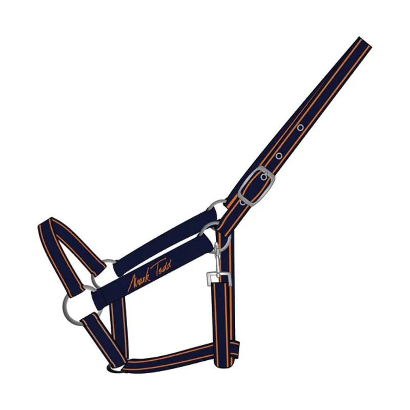 Mark Todd Pony Headcollar In Navy/Orange 1 Mark Todd Pony Headcollar In Navy/Orange