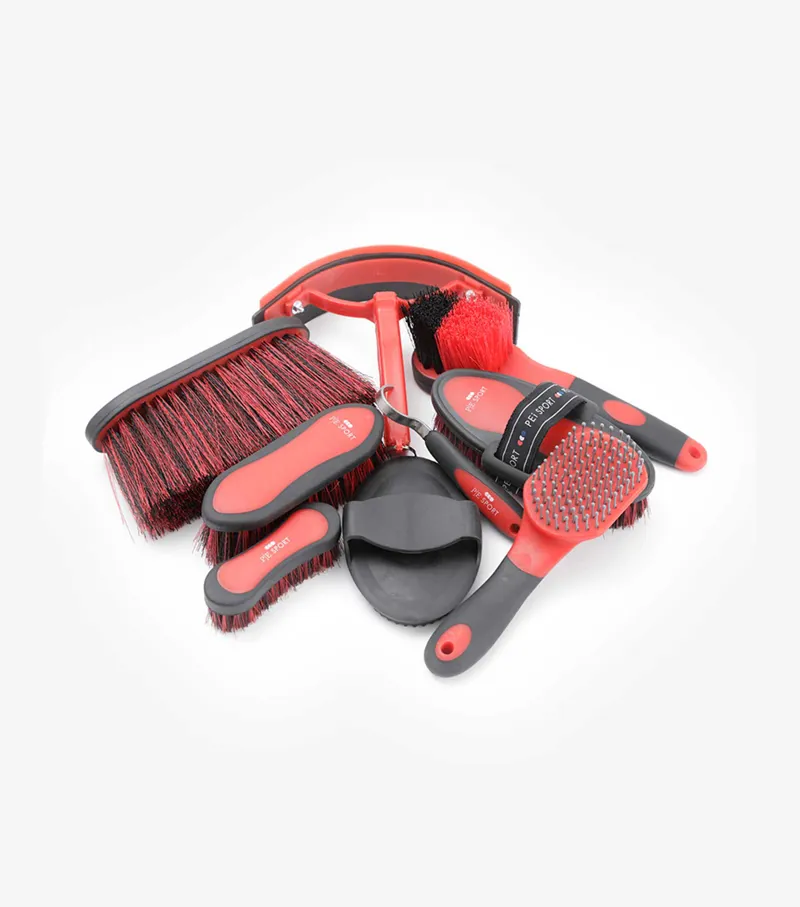 Premier Equine Soft-Touch Grooming Kit Set Black/Red 1 Premier Equine Soft-Touch Grooming Kit Set Black/Red