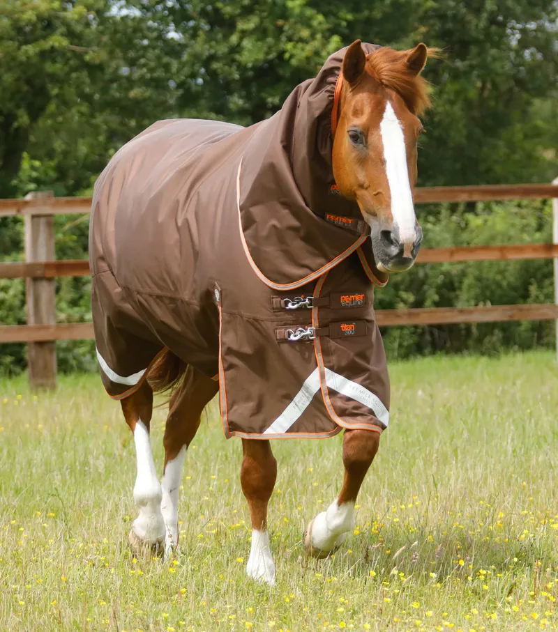 Premier Equine Titan 300g Turnout Rug With Snug-Fit Neck Cover Brown 1 Premier Equine Titan 300g Turnout Rug With Snug-Fit Neck Cover Brown