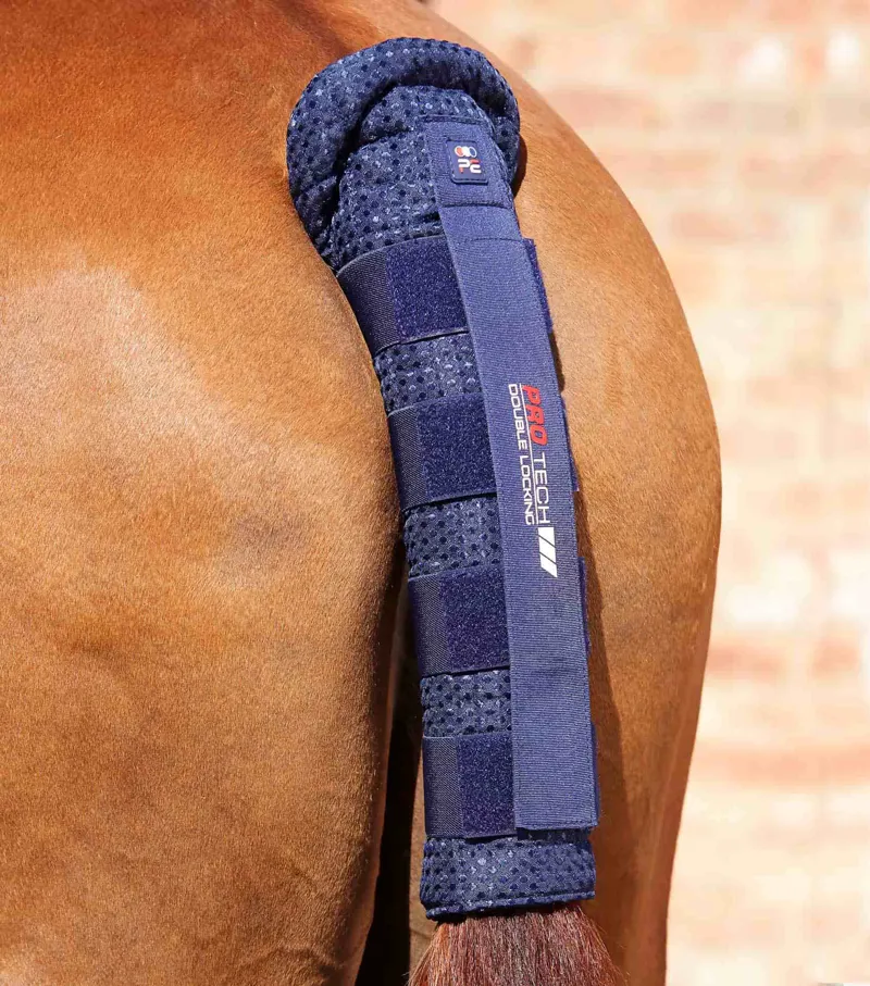 Premier Equine Waffle Quilted Double Locking Tail Guard Navy 1 Premier Equine Waffle Quilted Double Locking Tail Guard Navy
