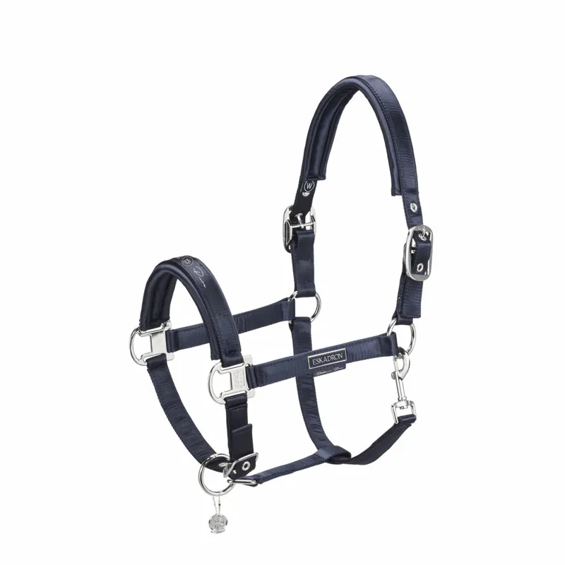 Eskadron Platinum Pure Double Pin Satin Headcollar Navy 1 Eskadron Platinum Pure Double Pin Satin Headcollar Navy
