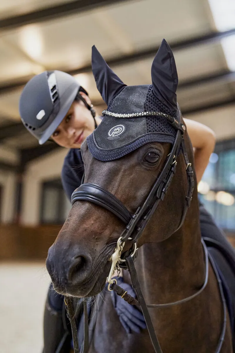 Eskadron Platinum Pure Glitter Mesh Fly Hood Navy 2 Eskadron Platinum Pure Glitter Mesh Fly Hood Navy - Image 2