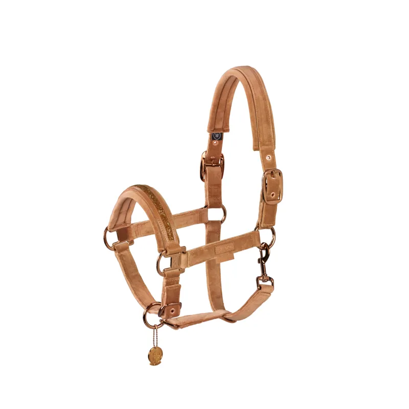 Eskadron Platinum Double Pin Velvet Jewel Headcollar - Cognac 1 Eskadron Platinum Double Pin Velvet Jewel Headcollar - Cognac