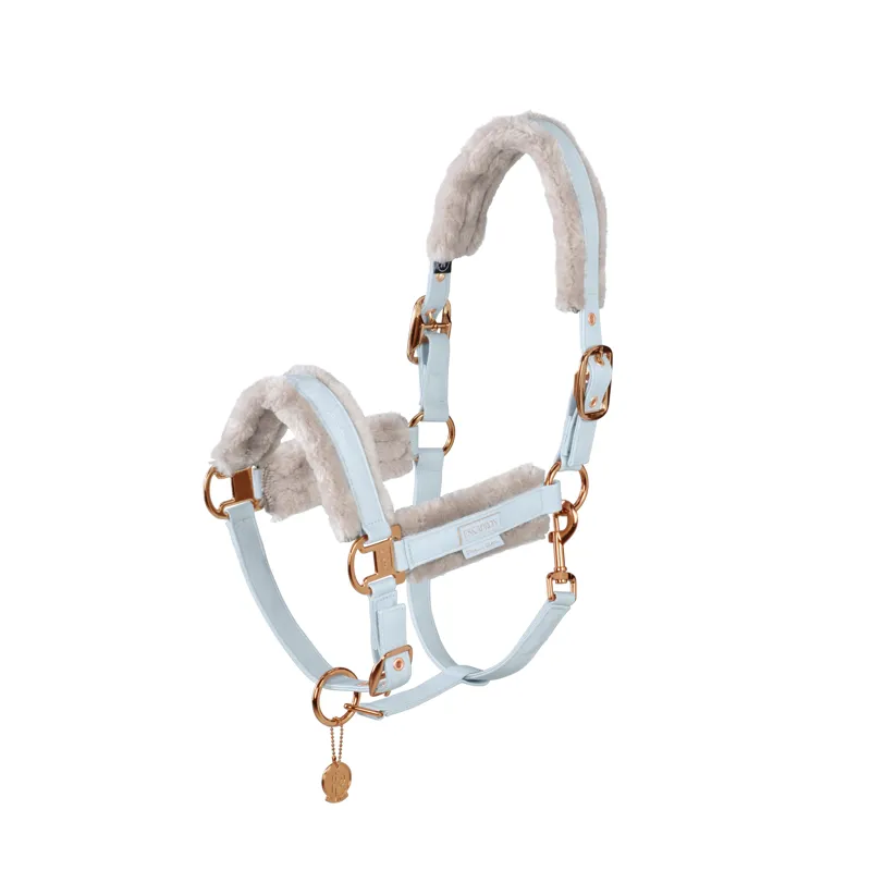 Eskadron Platinum Double Pin Metallic Faux Leather Faux Fur Headcollar - Powder Blue 1 Eskadron Platinum Double Pin Metallic Faux Leather Faux Fur Headcollar - Powder Blue