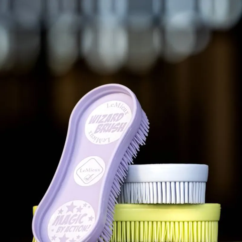 LeMieux Wizard Brush Trio Wisteria/Kiwi/Mist 1 LeMieux Wizard Brush Trio Wisteria/Kiwi/Mist