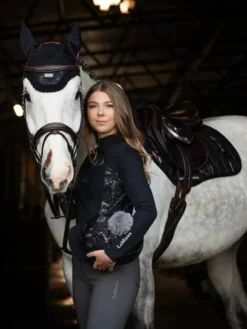 LeMieux Adour Fly Hood Black -PREMIER EQUINE it01443 lifestyle adoureurojumpsquare black 3 copy 1