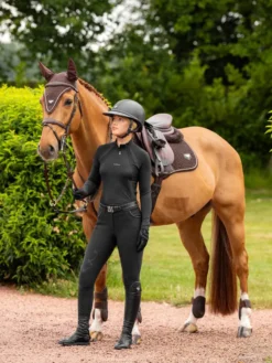 LeMieux Puissance Fly Hood Brown -PREMIER EQUINE it03803 lifestyle puissanceflyhood brown 2 copy