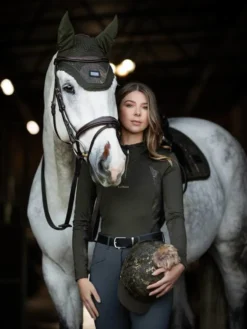 LeMieux Adour Fly Hood Oak -PREMIER EQUINE it03849 lifestyle adourhatsilk oak 1 copy 1