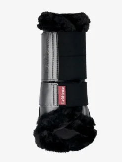 LeMieux Fleece Edged Mesh Brushing Boots Twilight Grey -PREMIER EQUINE lm steelbrush fleeceedge brushingboot grey lr