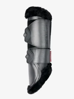 LeMieux Fleece Edged Mesh Brushing Boots Twilight Grey -PREMIER EQUINE lm steelbrush fleeceedge brushingboot grey lr203