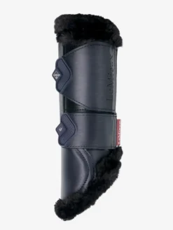 LeMieux Fleece Edged Mesh Brushing Boots Twilight Navy -PREMIER EQUINE lm steelbrush fleeceedge brushingboot navy lr202