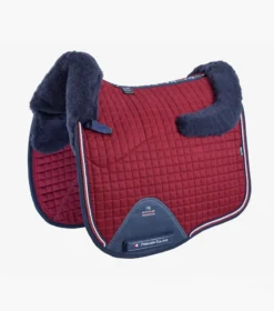 Premier Equine CC Merino Wool European Saddle Pad - Dressage Burgundy/Navy Wool