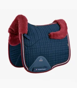 Premier Equine CC Merino Wool European Saddle Pad - Dressage Navy/Burgundy Wool